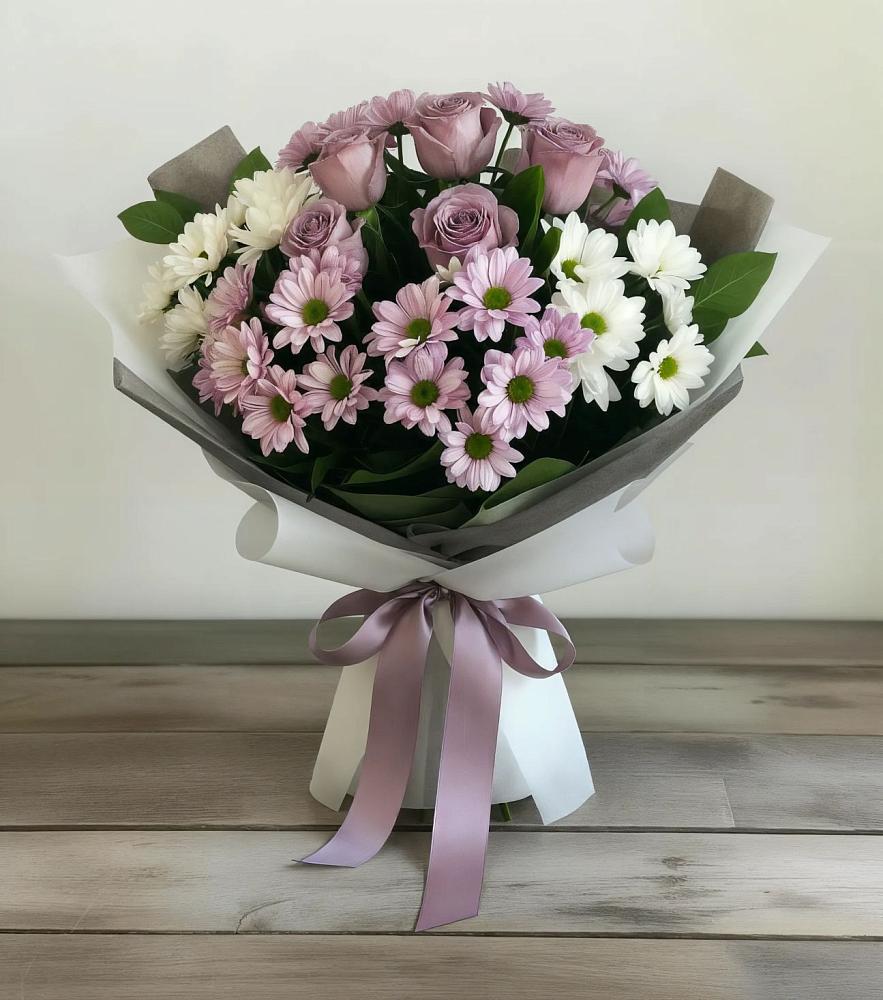 Букет цветов из: Хризантемы и Розы в Михайловка Башкортостан