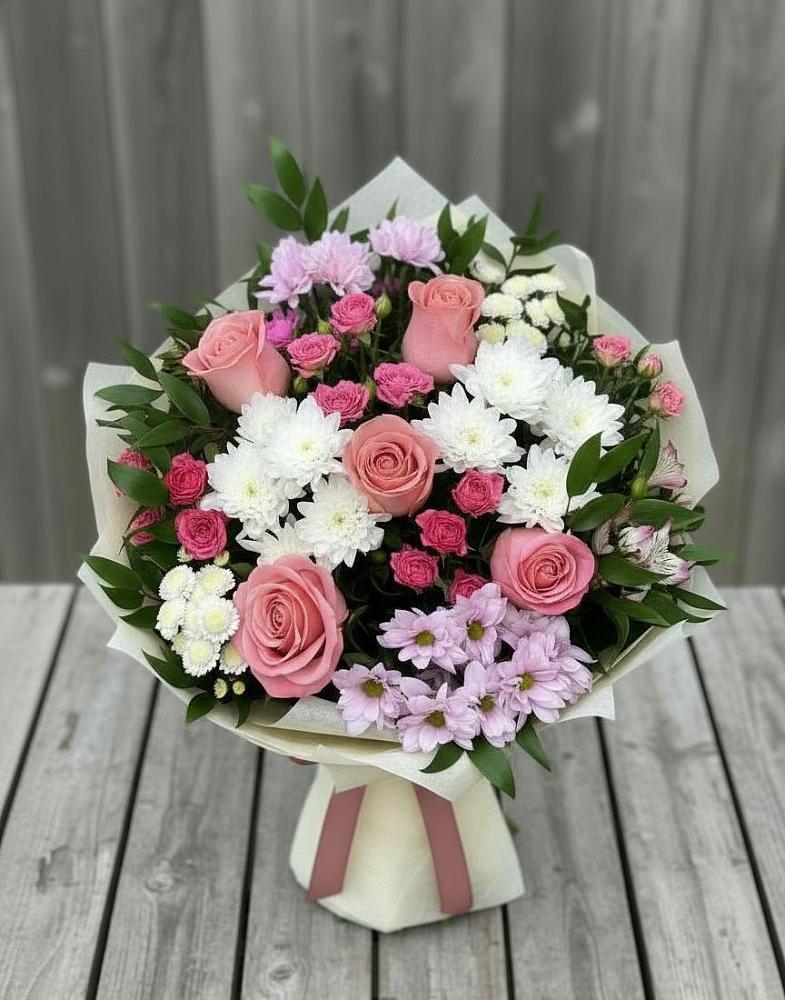 Букет цветов из: Альстромерии, Гвоздики, Розы и Хризантемы в Михайловка Башкортостан