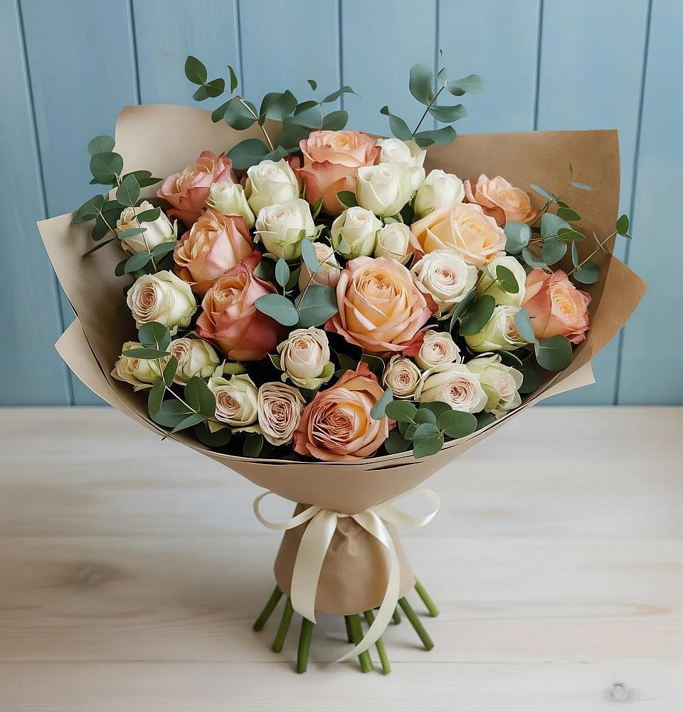 Букет цветов из: Альстромерии и Розы в Михайловка Башкортостан