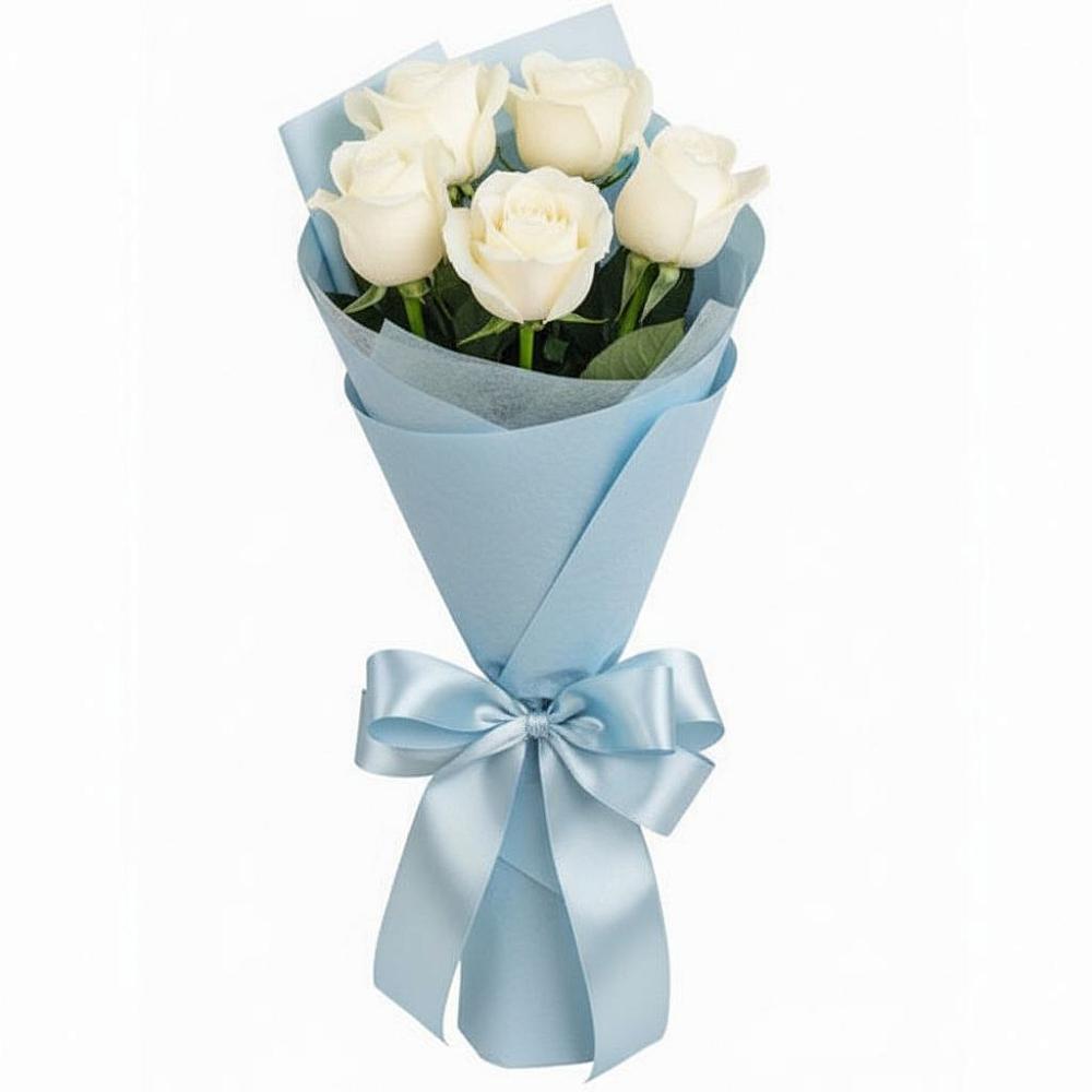 Букет 5 Белых роз Проуд в Михайловка Башкортостан
