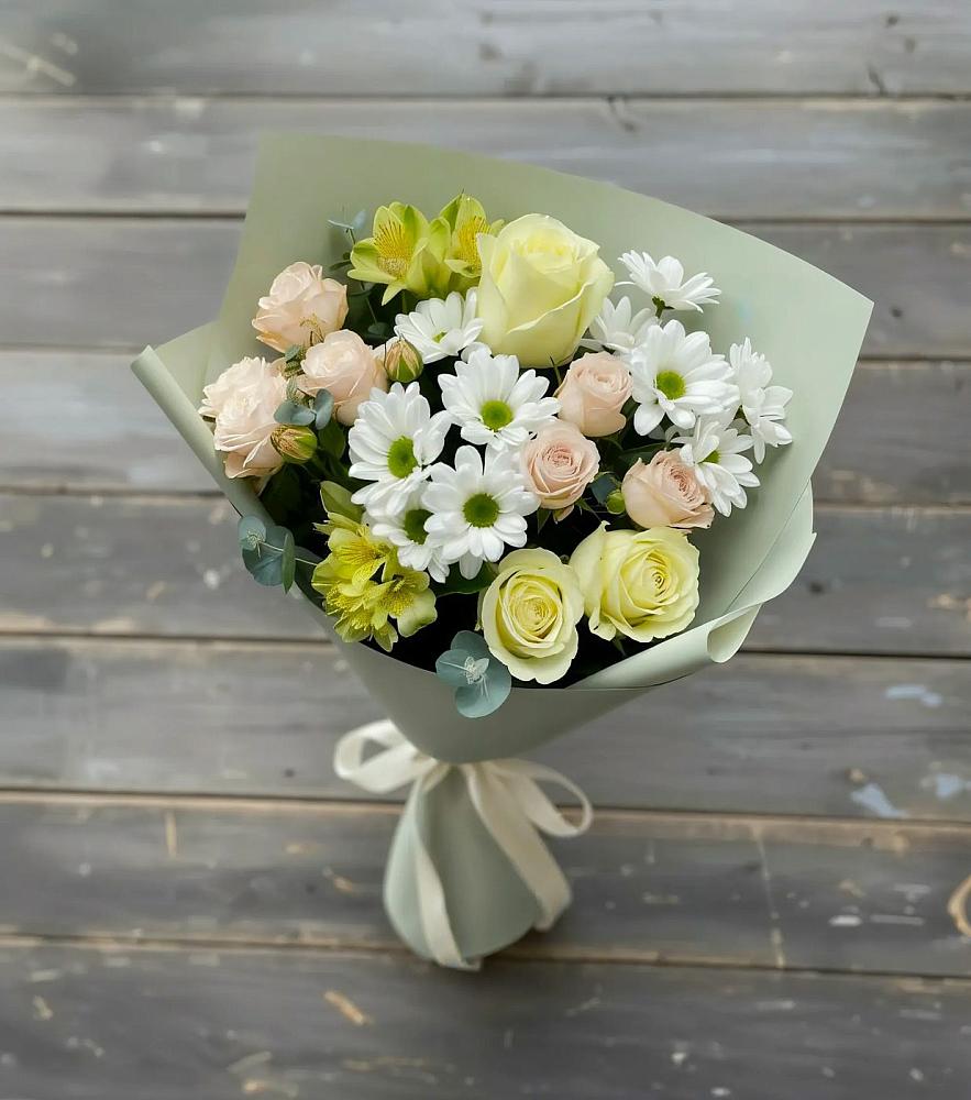 Букет цветов из: Альстромерии, Розы и Хризантемы в Михайловка Башкортостан