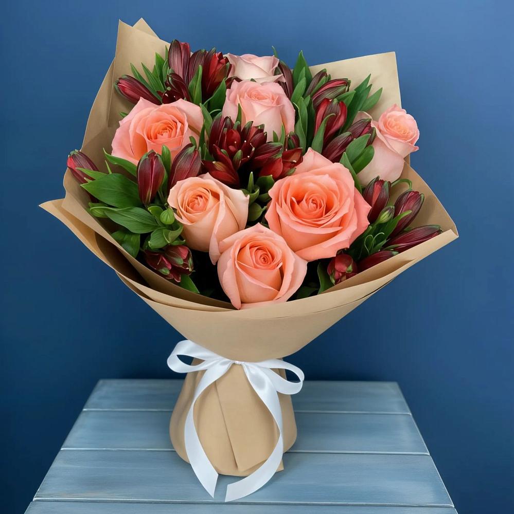 Букет цветов из: Розы и Альстромерии в Михайловка Башкортостан