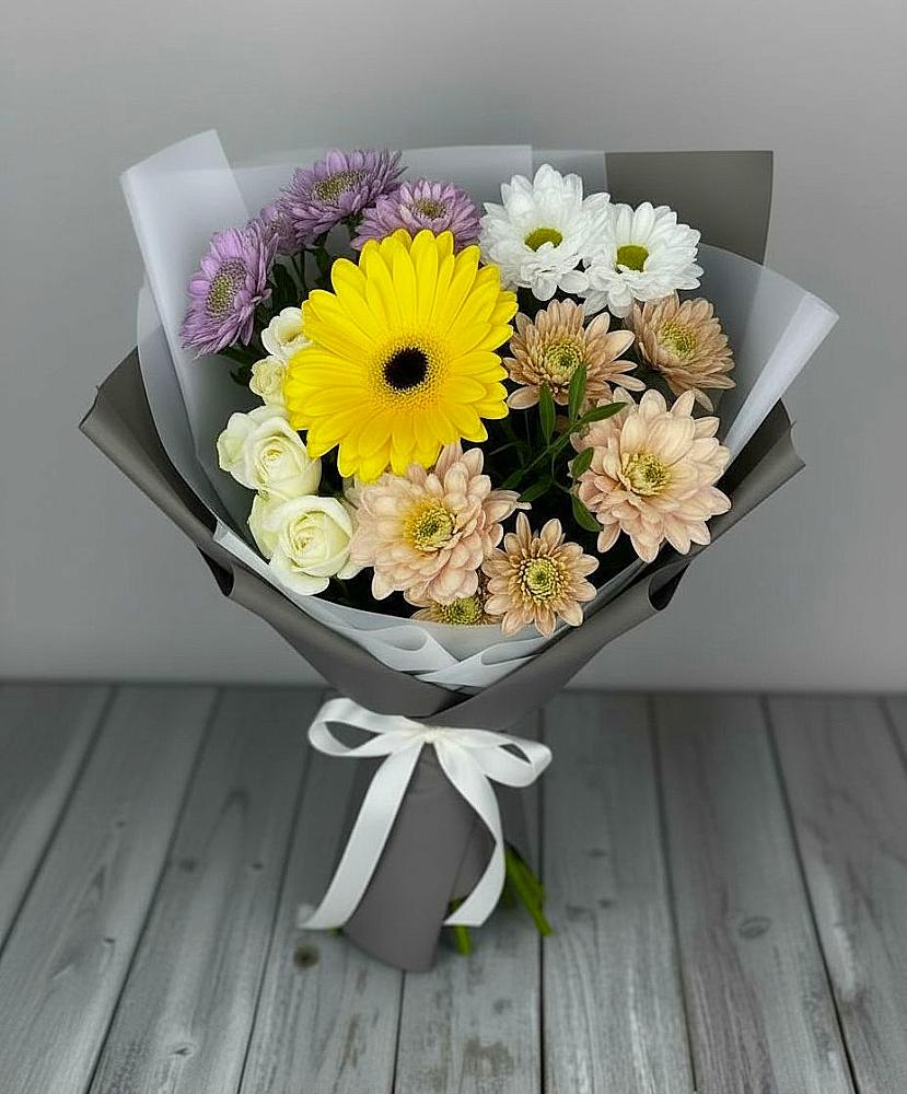 Букет цветов из: Розы, Герберы и Хризантемы в Михайловка Башкортостан