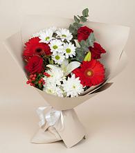 Букет цветов из:  Розы, Хризантемы, Герберы и Лилии в Михайловка Башкортостан
