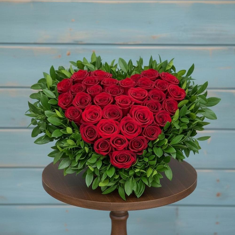 Цветочная композиция из Розы в виде сердца в Михайловка Башкортостан