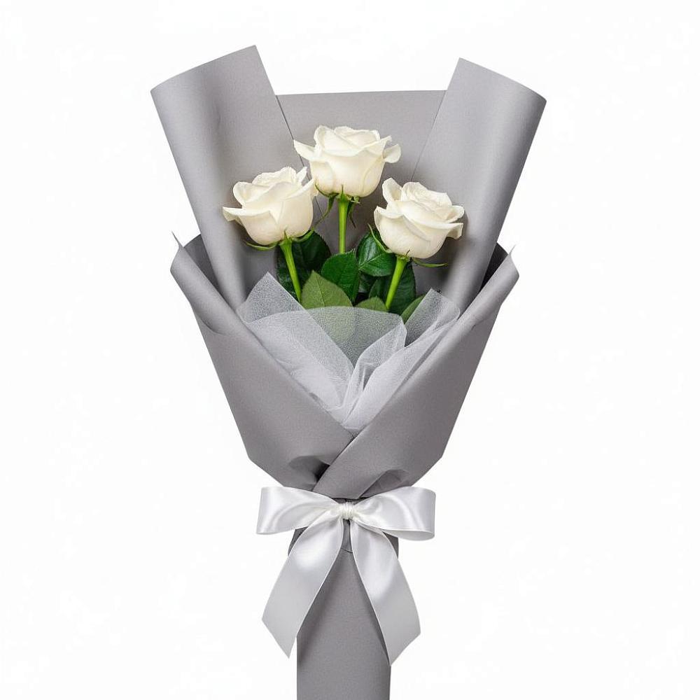 Букет 3 белые розы в Михайловка Башкортостан