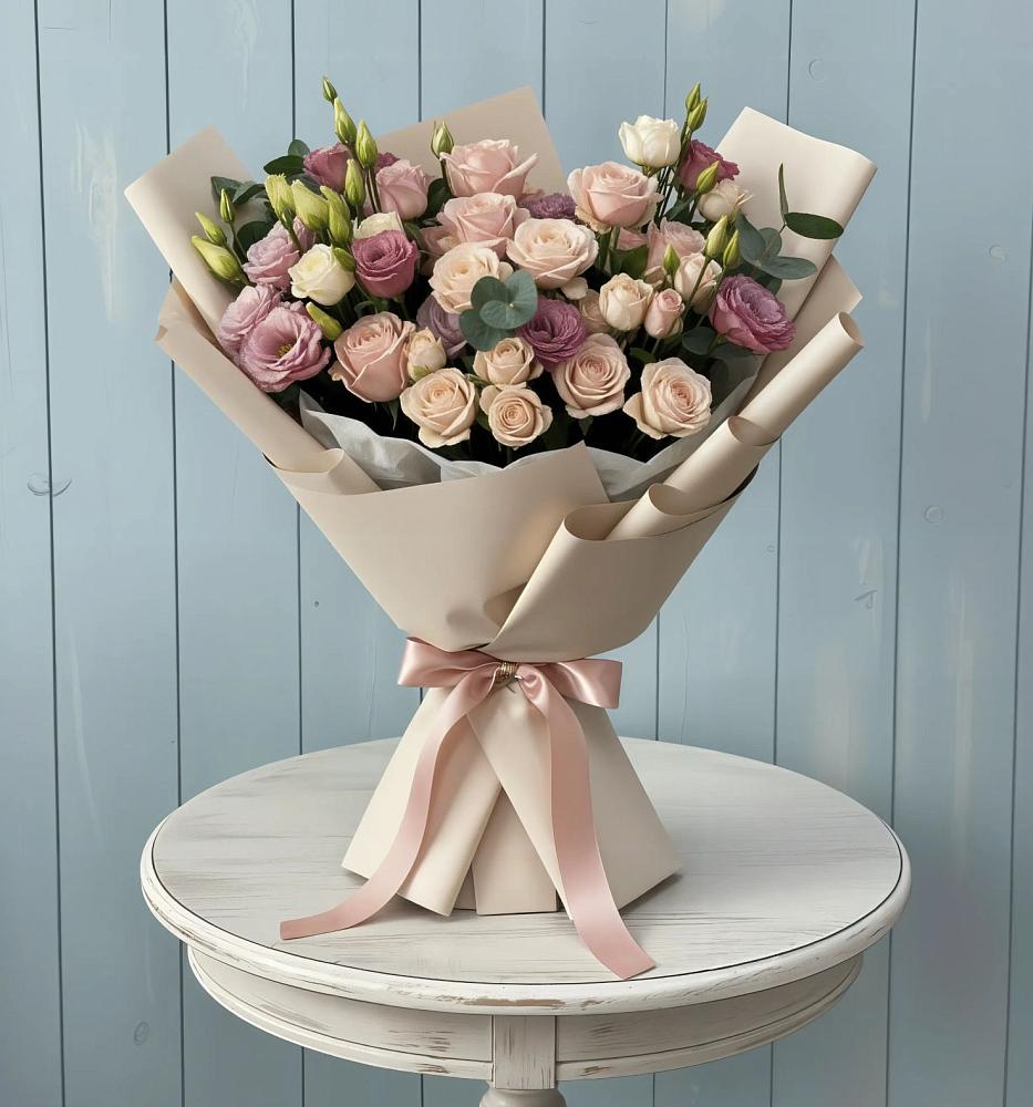 Букет цветов из: Розы и Лизиантусы в Михайловка Башкортостан