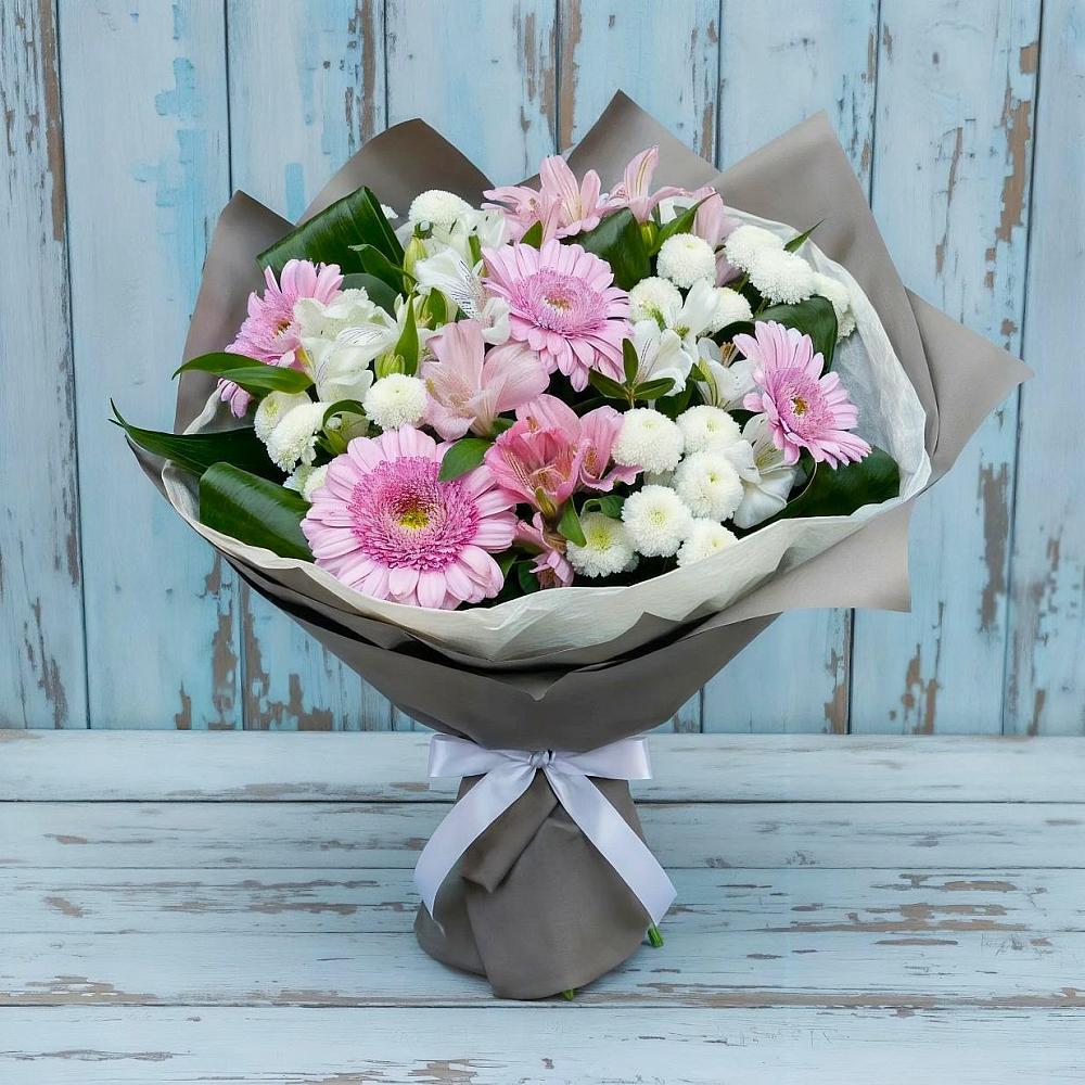 Букет цветов из: Герберы, Альстромерии и Хризантемы в Михайловка Башкортостан