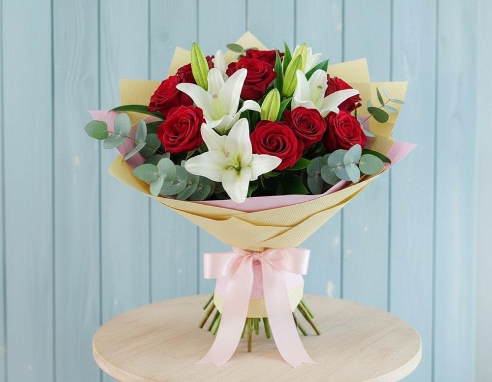 Букет цветов из: Лилии и Розы в Михайловка Башкортостан